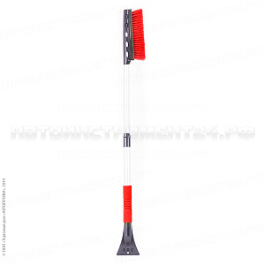 Щетка для снега "AUTOPROFI", телескопическая, со скребком, мягкая ручка, 78-107 см, чёрн./красный,